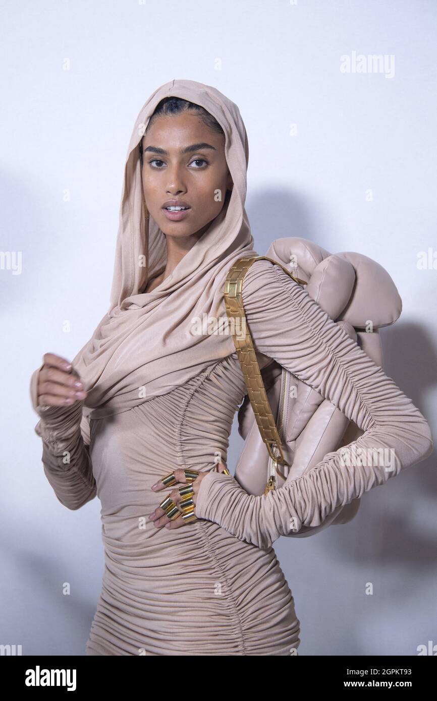 Imaan Hammam attending the Balmain Festival as part of Paris Fashion