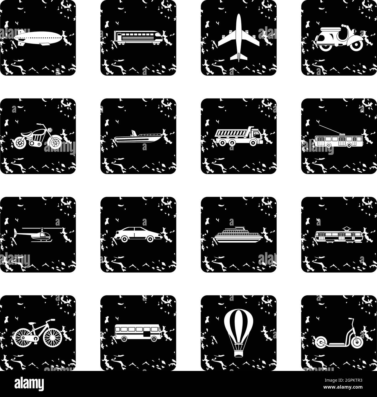 Transport icons set collection Black and White Stock Photos & Images ...