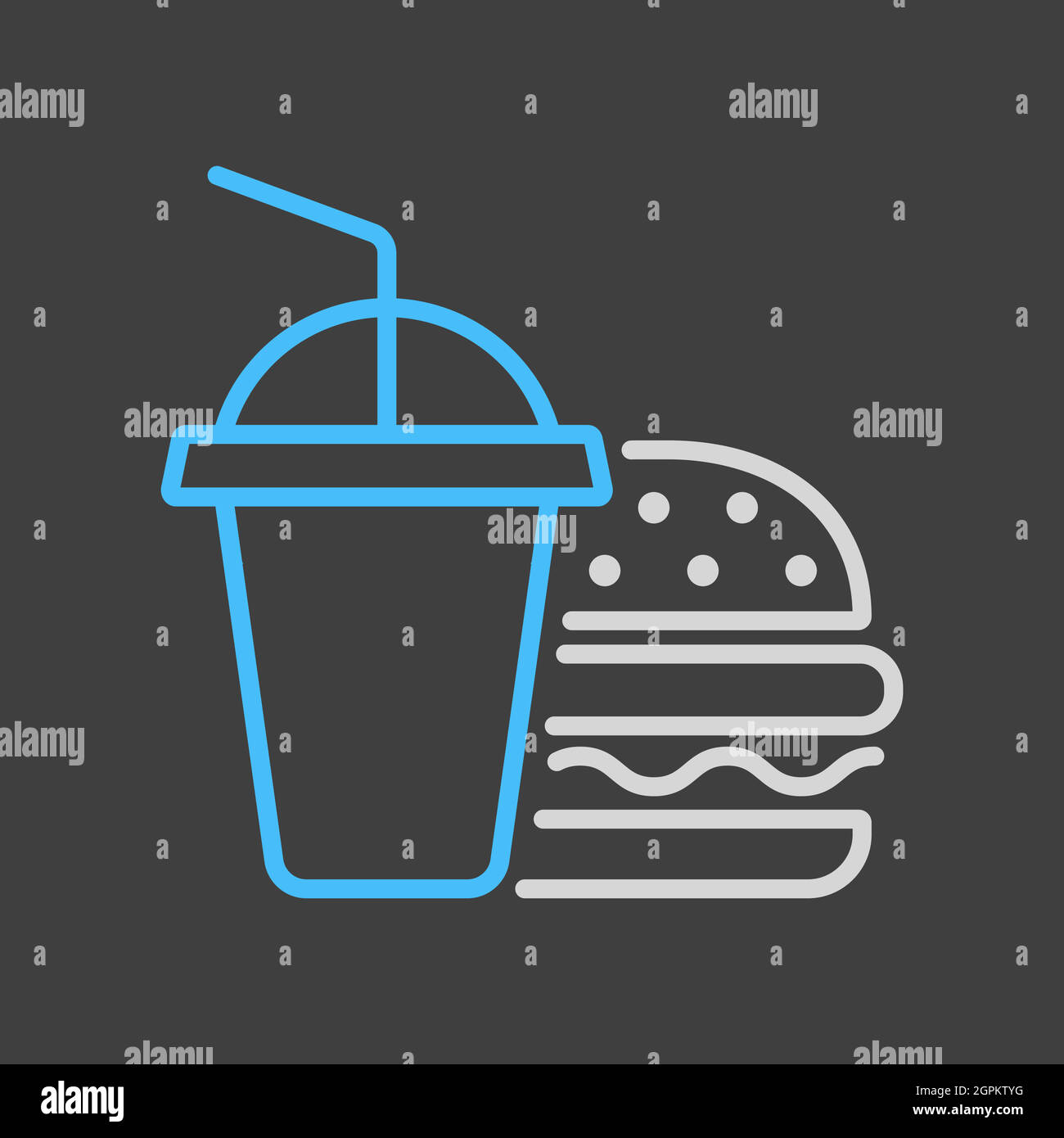 Burger with soft drink vector flat icon Stock Vector