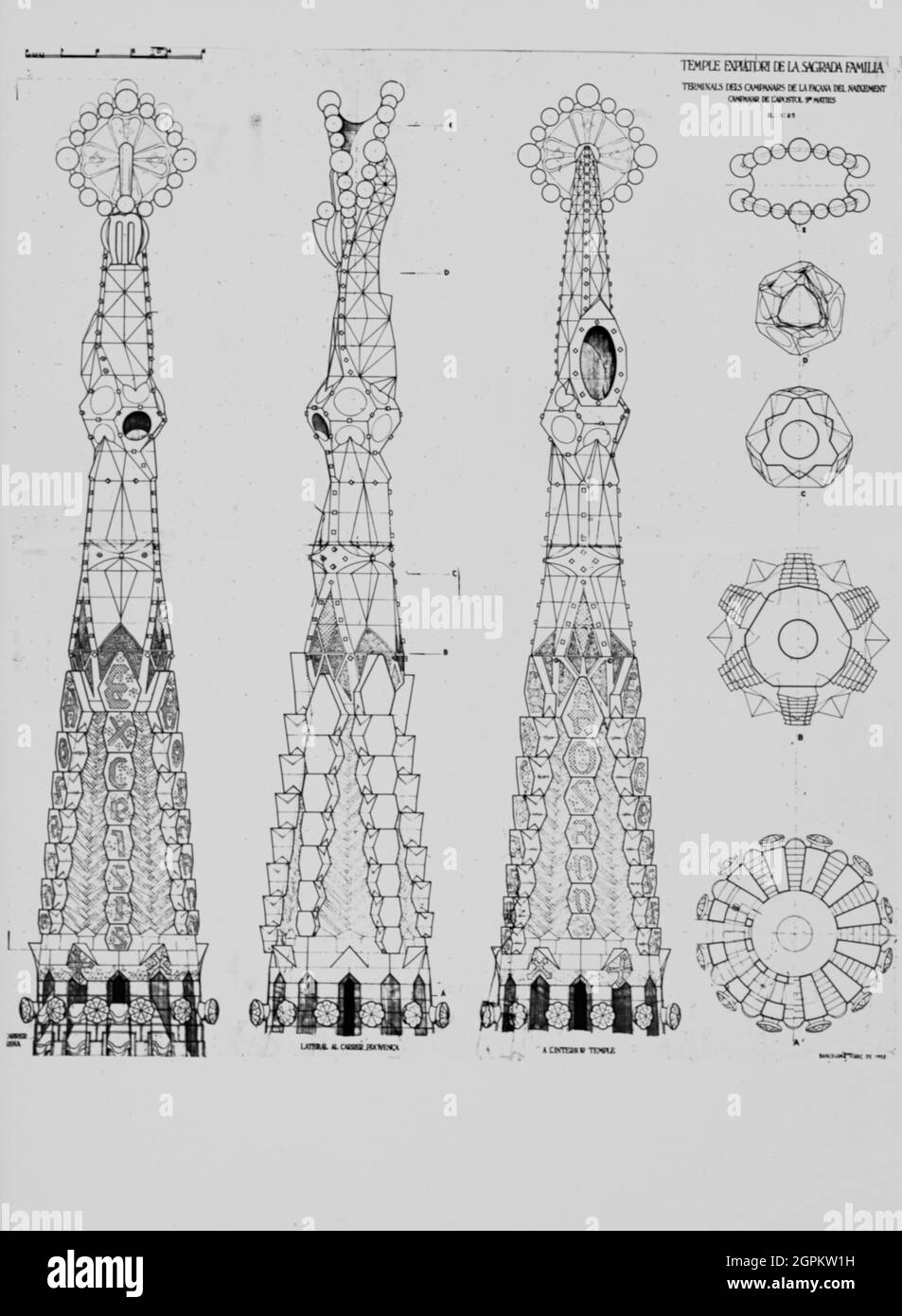 Sagrada Familia (Nativity Facade) plan of the terminal bell tower
