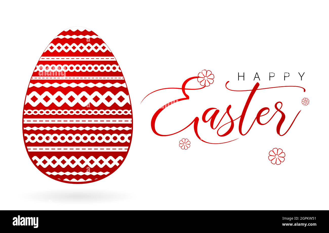 Happy Easter red Easter egg, Easter egg with paper cut. isolated white backgrounds, applicable for greeting cards, and banner social media Stock Vector