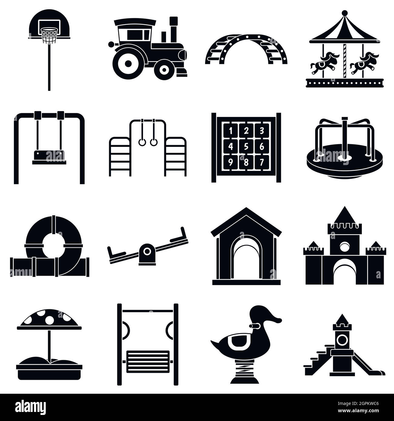 Playground icons set, simple style Stock Vector