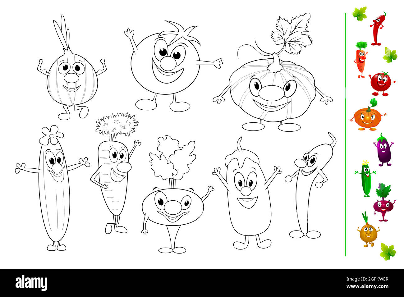 Cartoon Vegetables Coloring Book High Resolution Stock Photography ...
