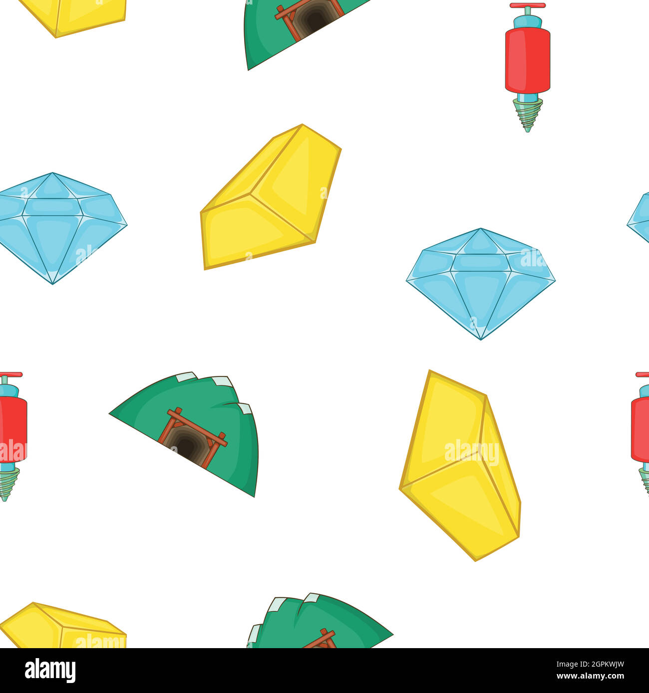 Mining pattern, cartoon style Stock Vector