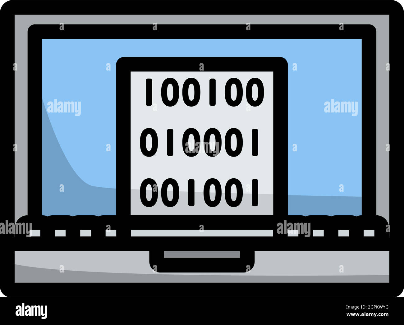 Laptop With Binary Code Icon Stock Vector Image & Art - Alamy