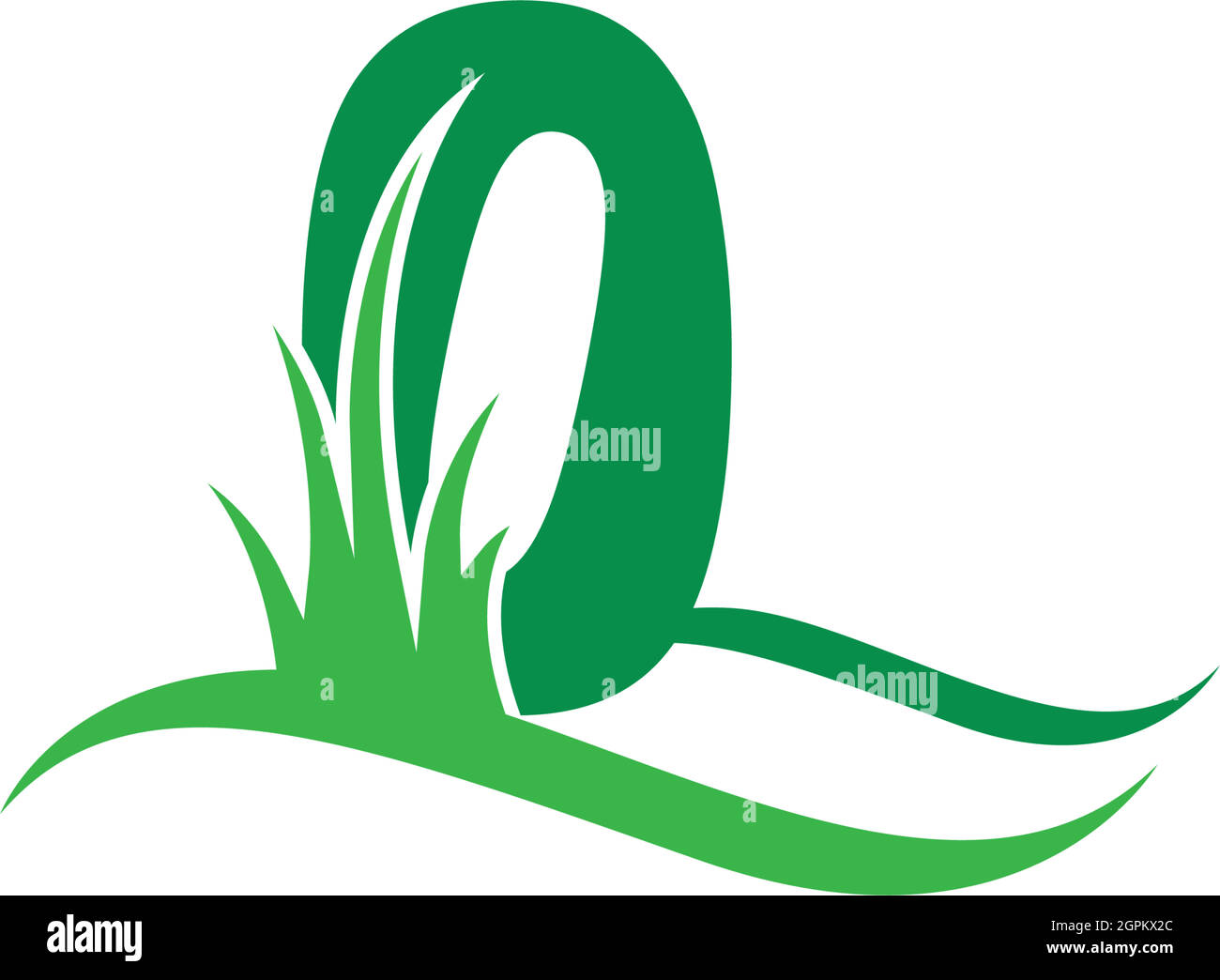 Number zero behind a green grass icon logo design vector Stock Vector