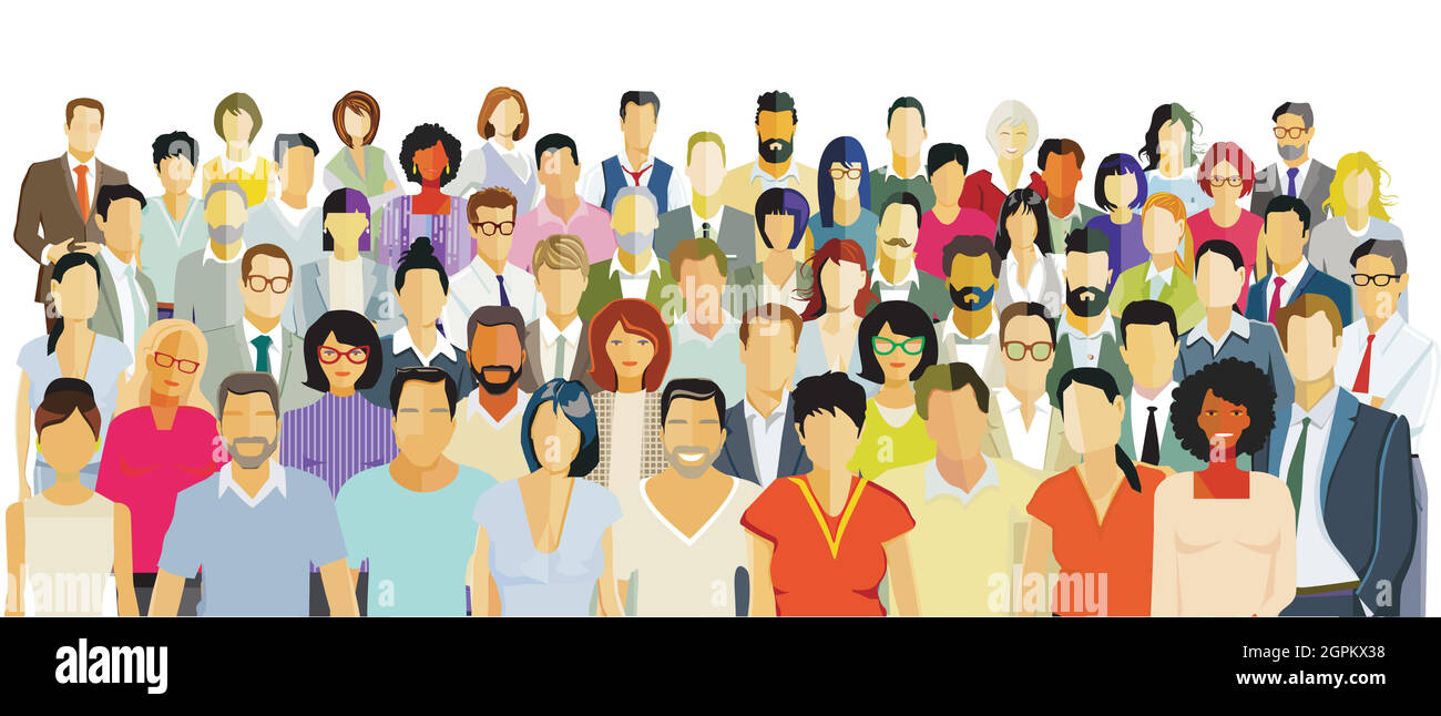 Group of people portrait, team group - illustration Stock Vector