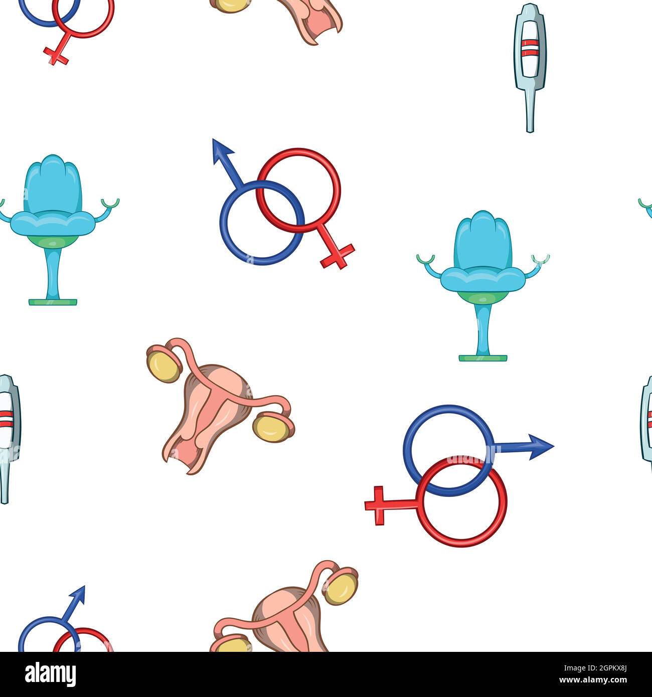 Pregnancy women pattern, cartoon style Stock Vector