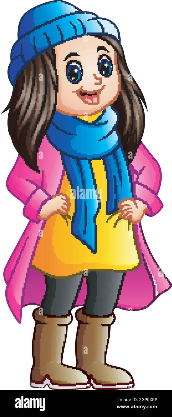 Cute girl wearing winter clothes Stock Vector