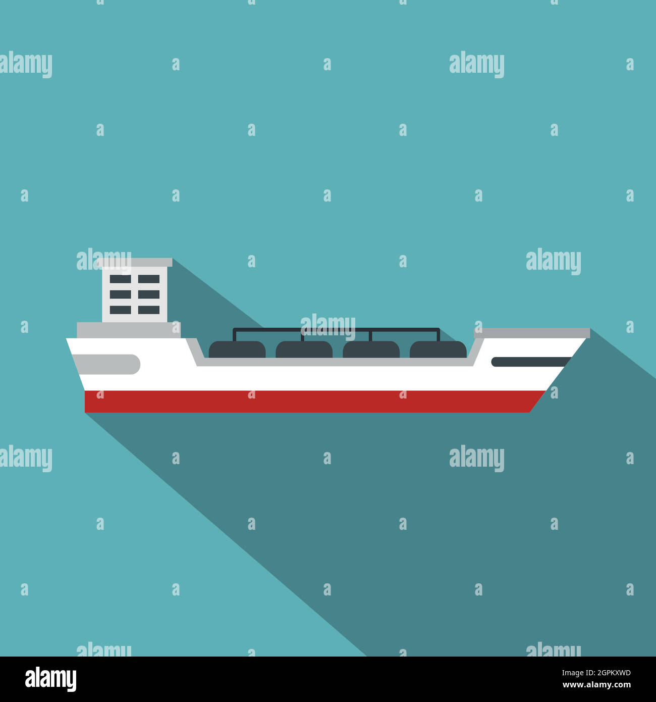 Oil tanker ship icon, flat style Stock Vector