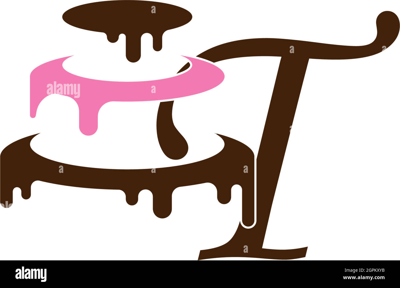 Letter T icon with wedding cake  design template vector Stock Vector