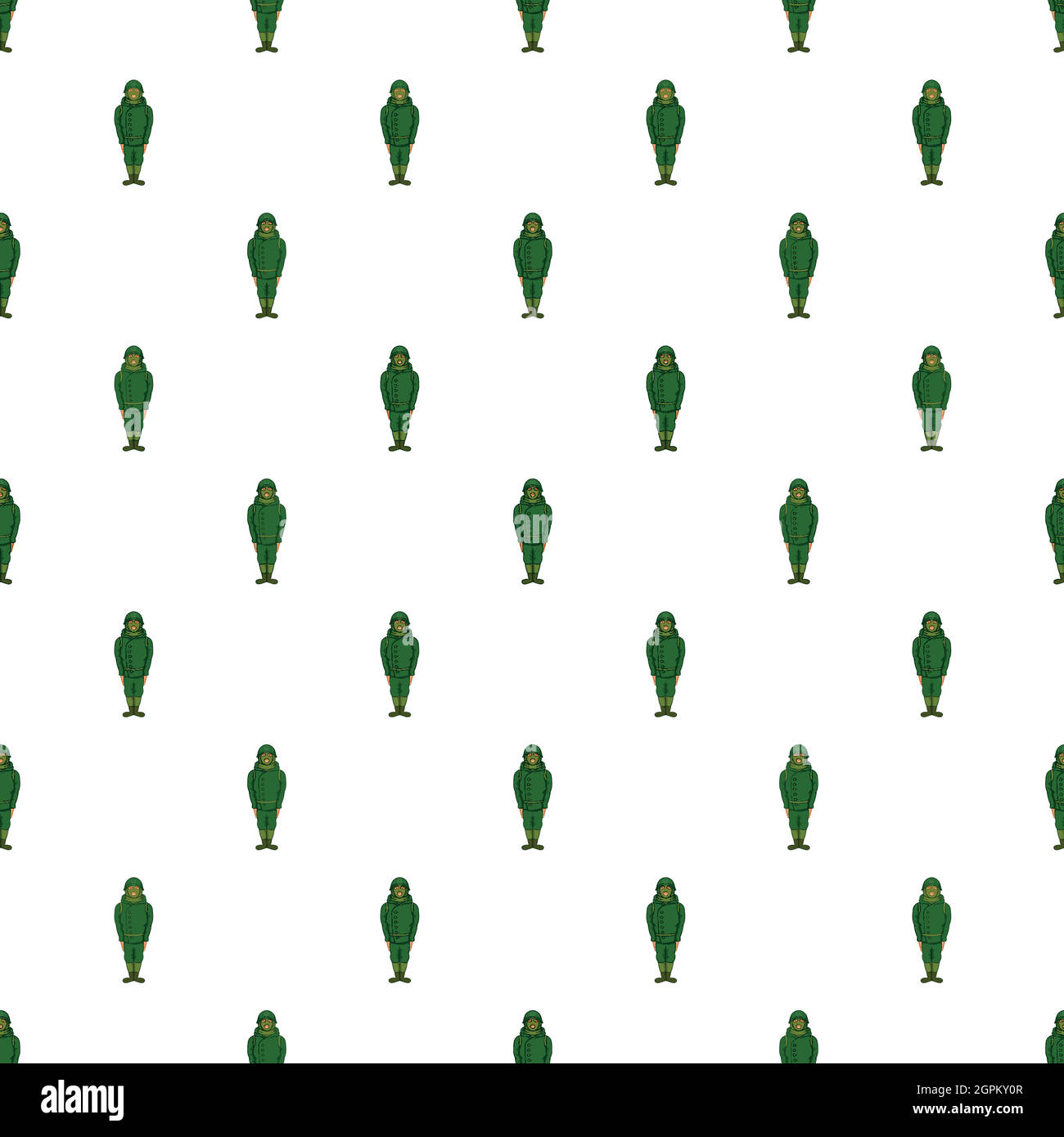 Green military uniform pattern, cartoon style Stock Vector