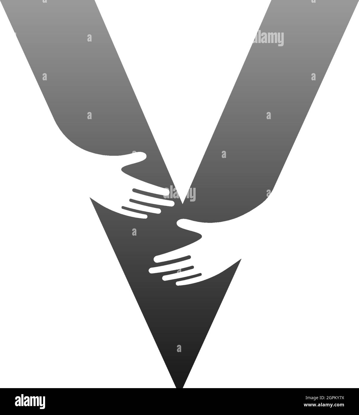 Letter V logo icon with hand design symbol template Stock Vector Image