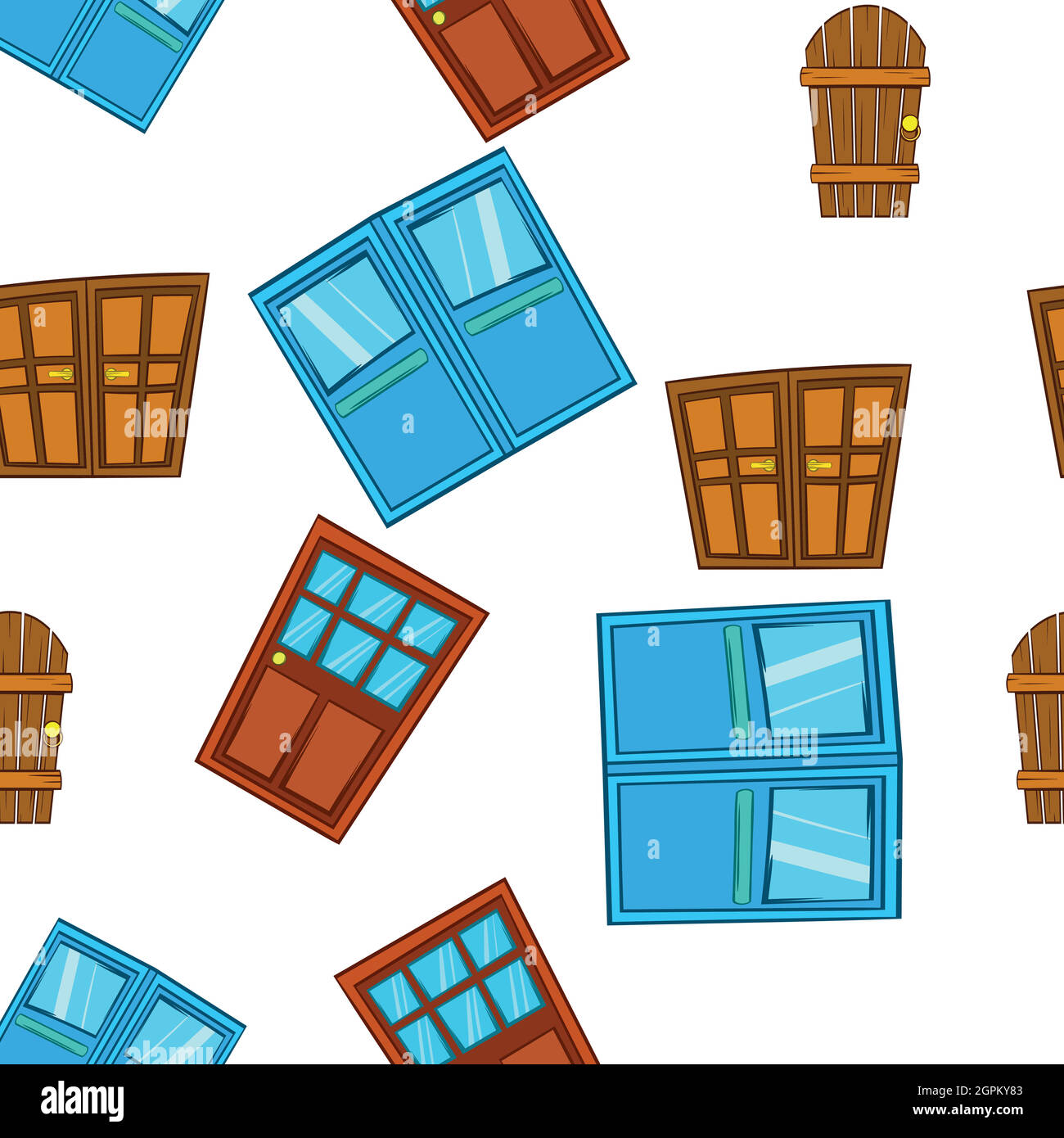 Barrier door pattern, cartoon style Stock Vector