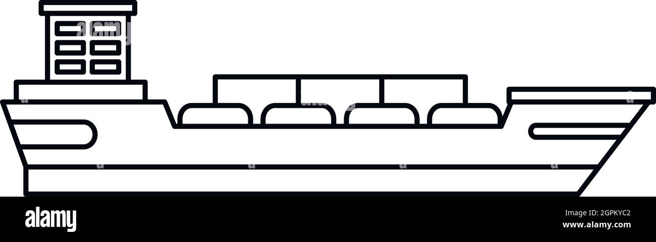 Cargo ship icon, outline style Stock Vector