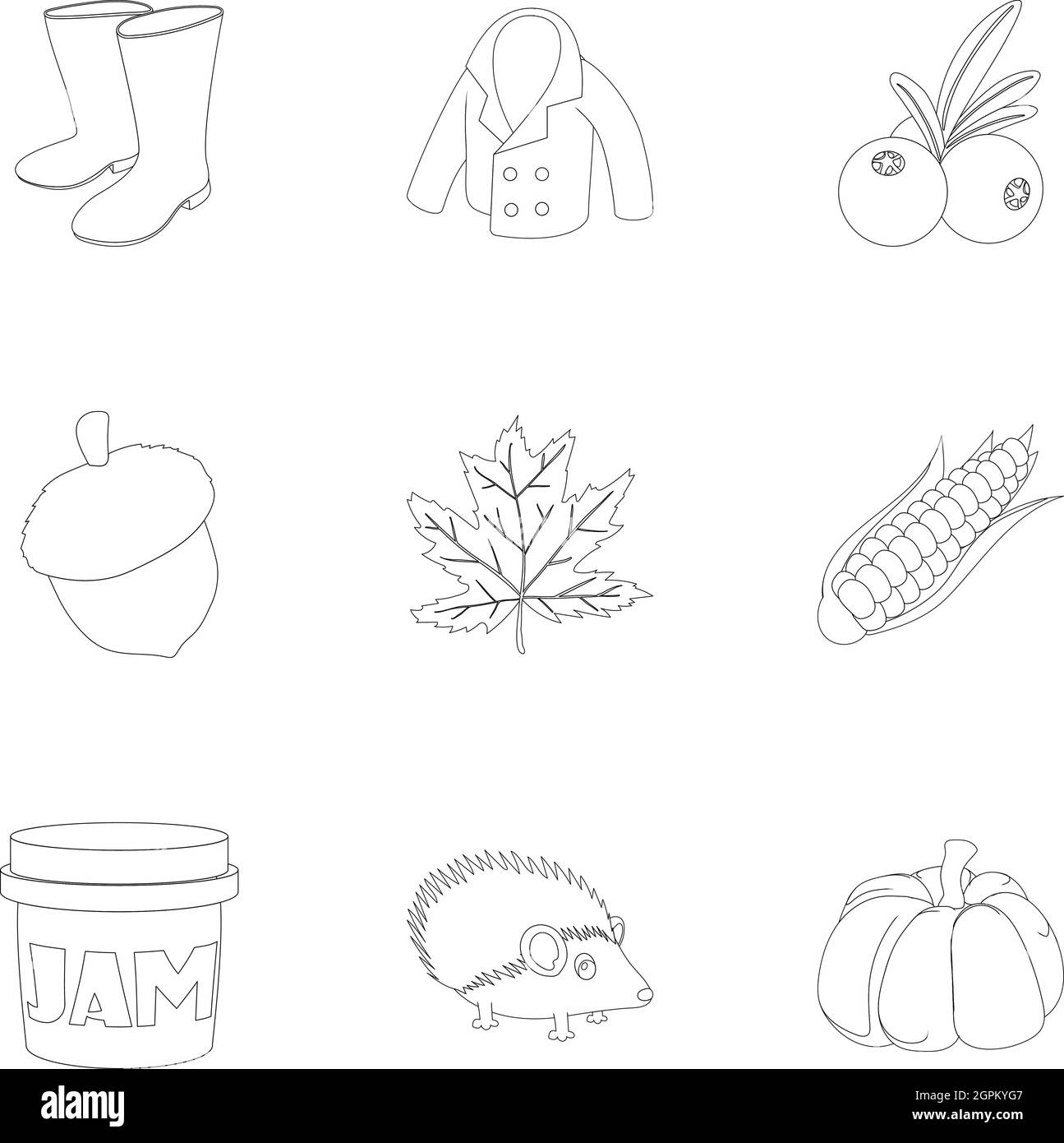 Season of year autumn icons set, outline style Stock Vector