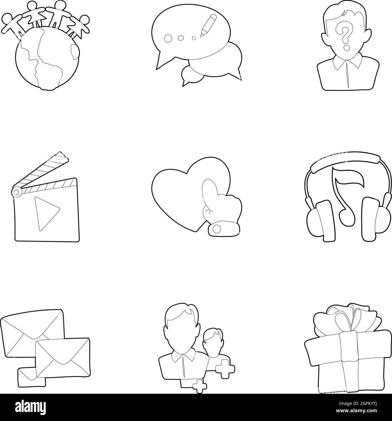 E-mail icons set, outline style Stock Vector