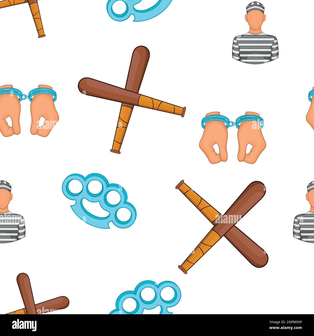 Crime and punishment pattern, cartoon style Stock Vector