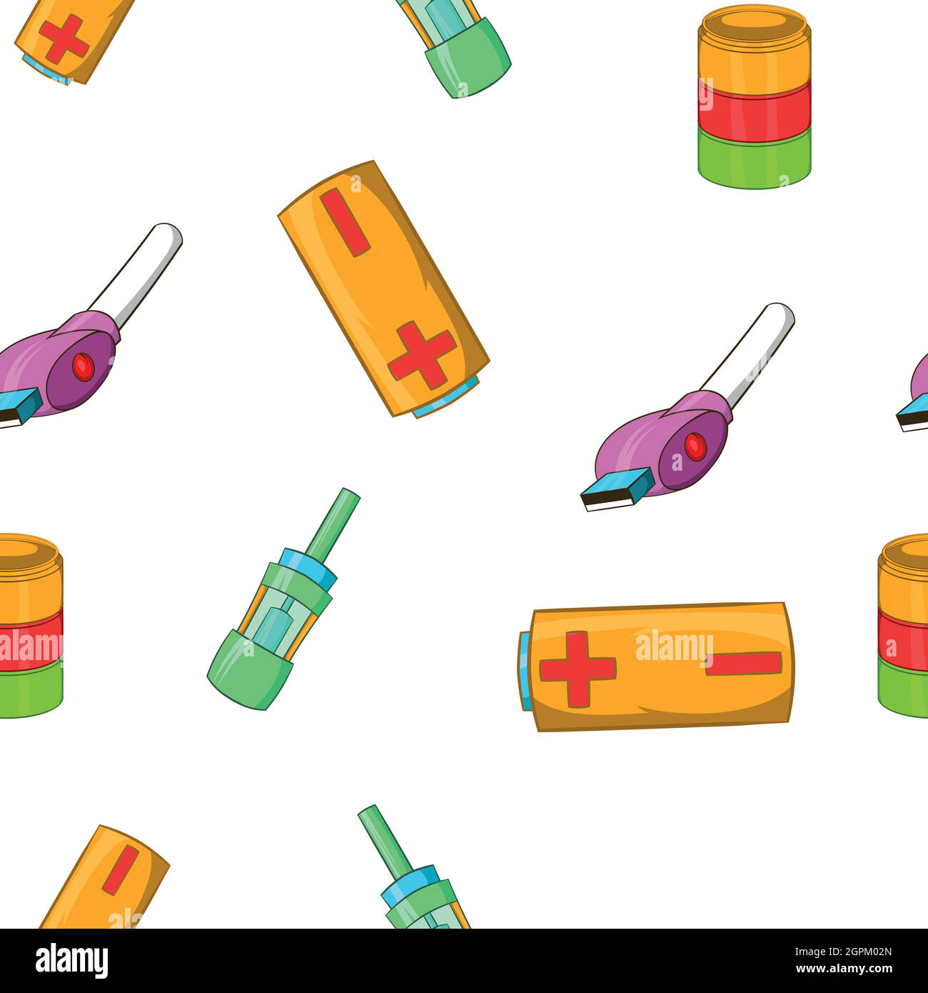 Electronic cigarette pattern, cartoon style Stock Vector