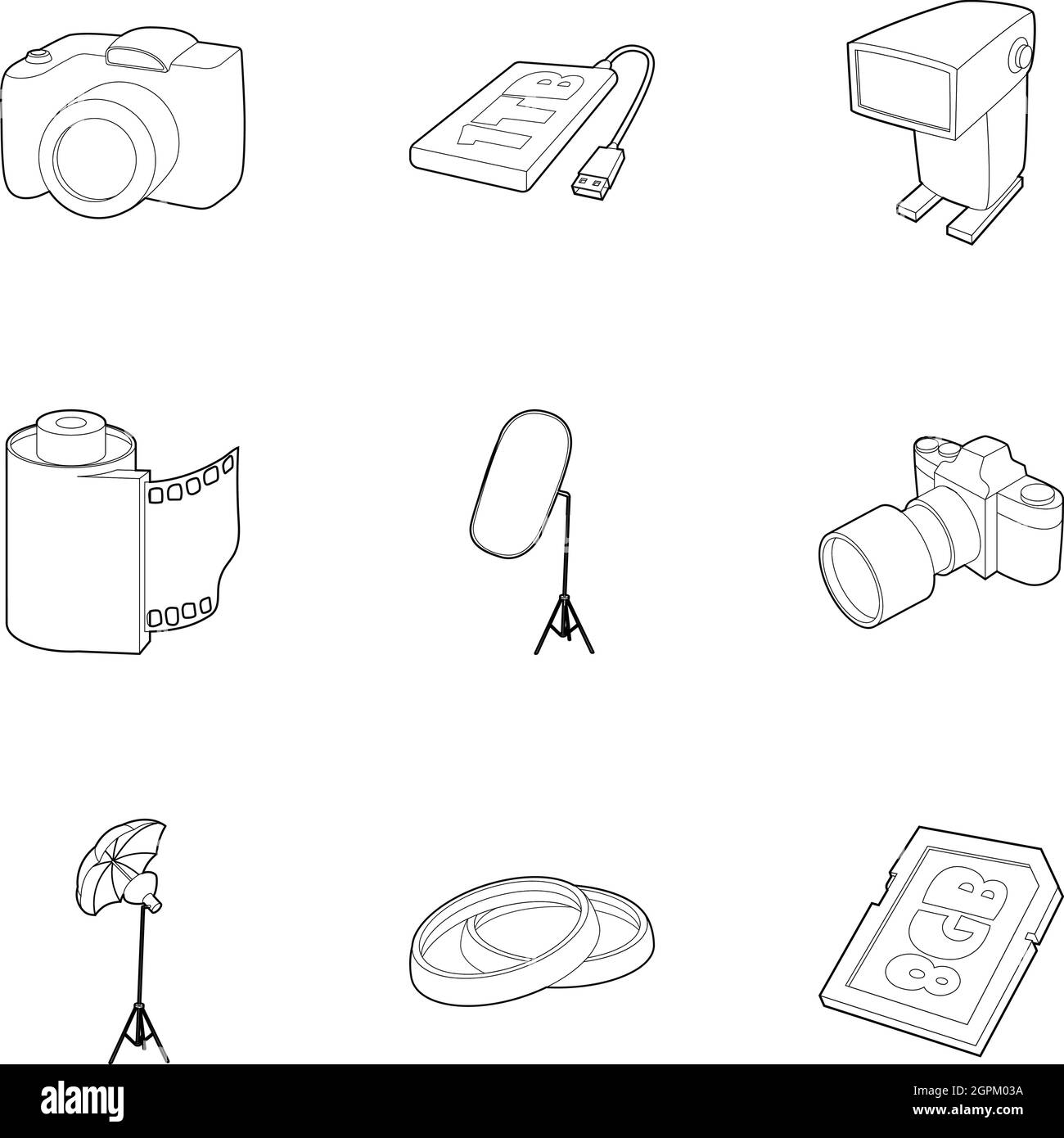 Photo icons set, outline style Stock Vector Image & Art - Alamy