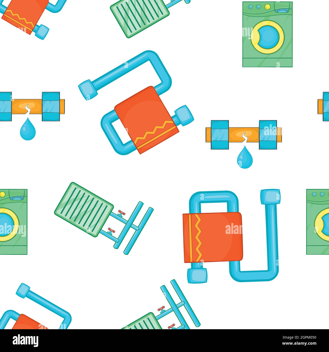 Bathroom pattern, cartoon style Stock Vector