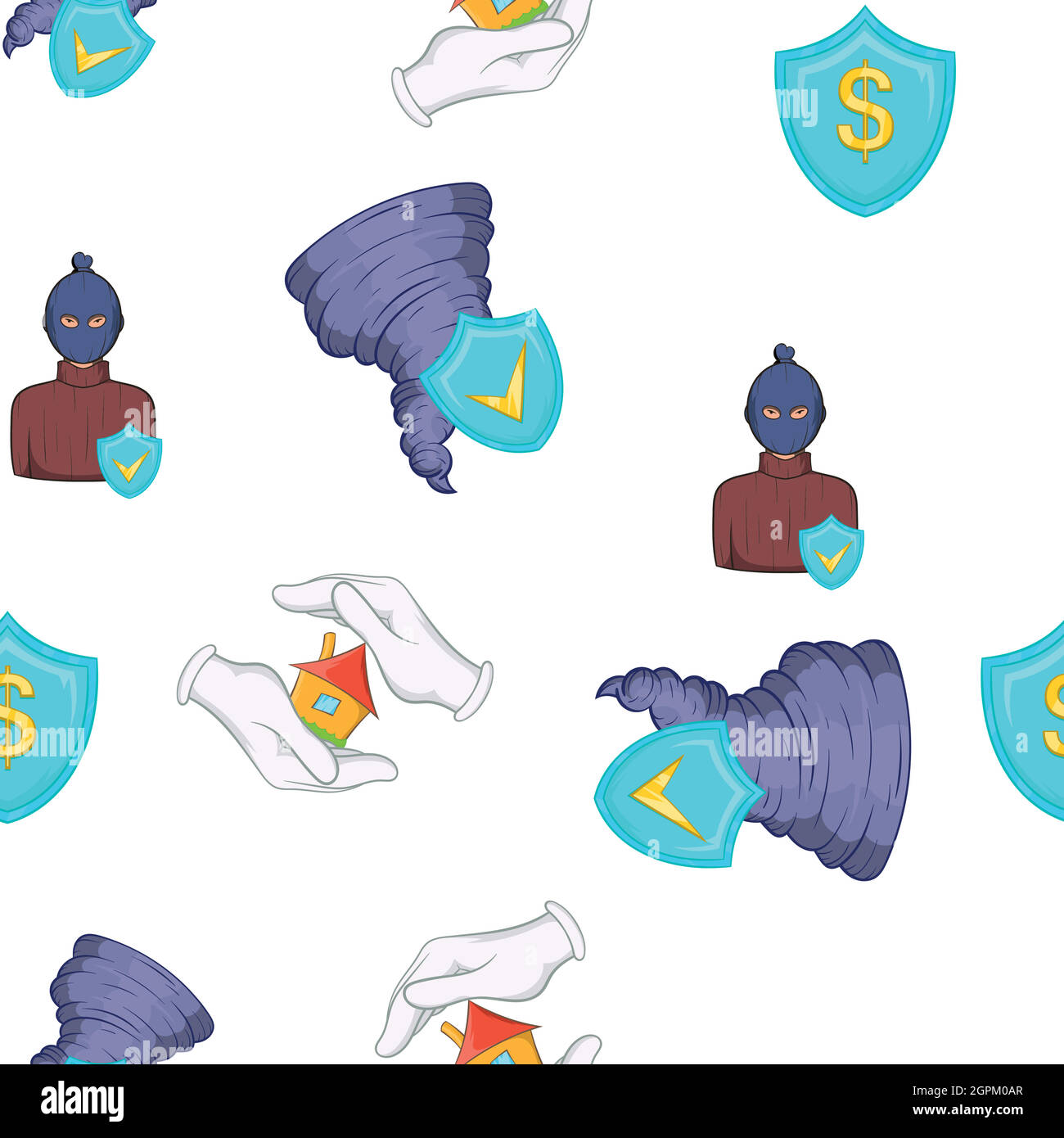 Disaster pattern, cartoon style Stock Vector