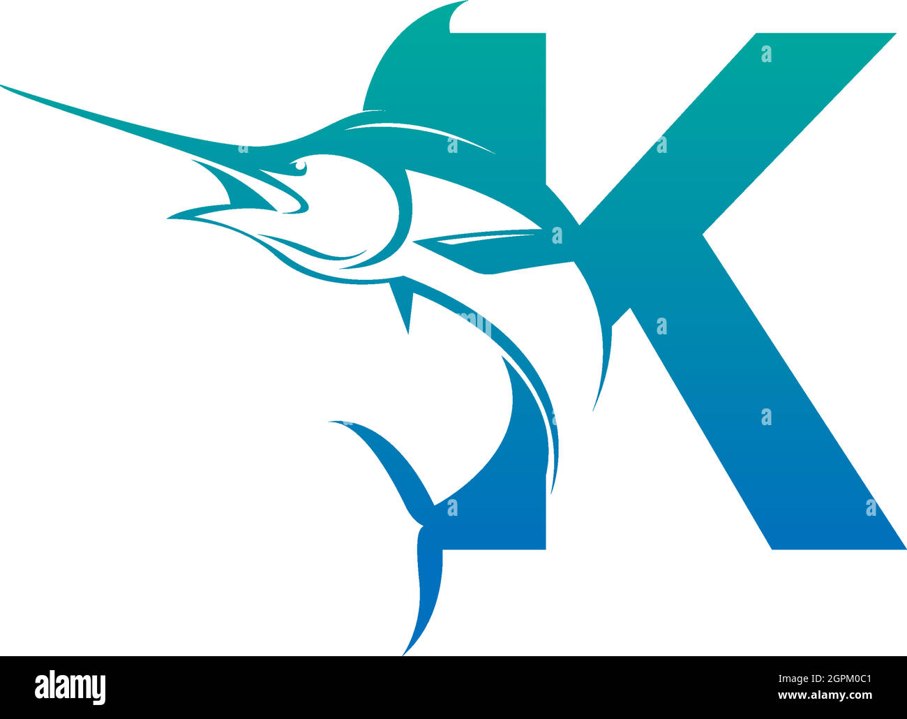 Letter K logo icon with fish design symbol template Stock Vector