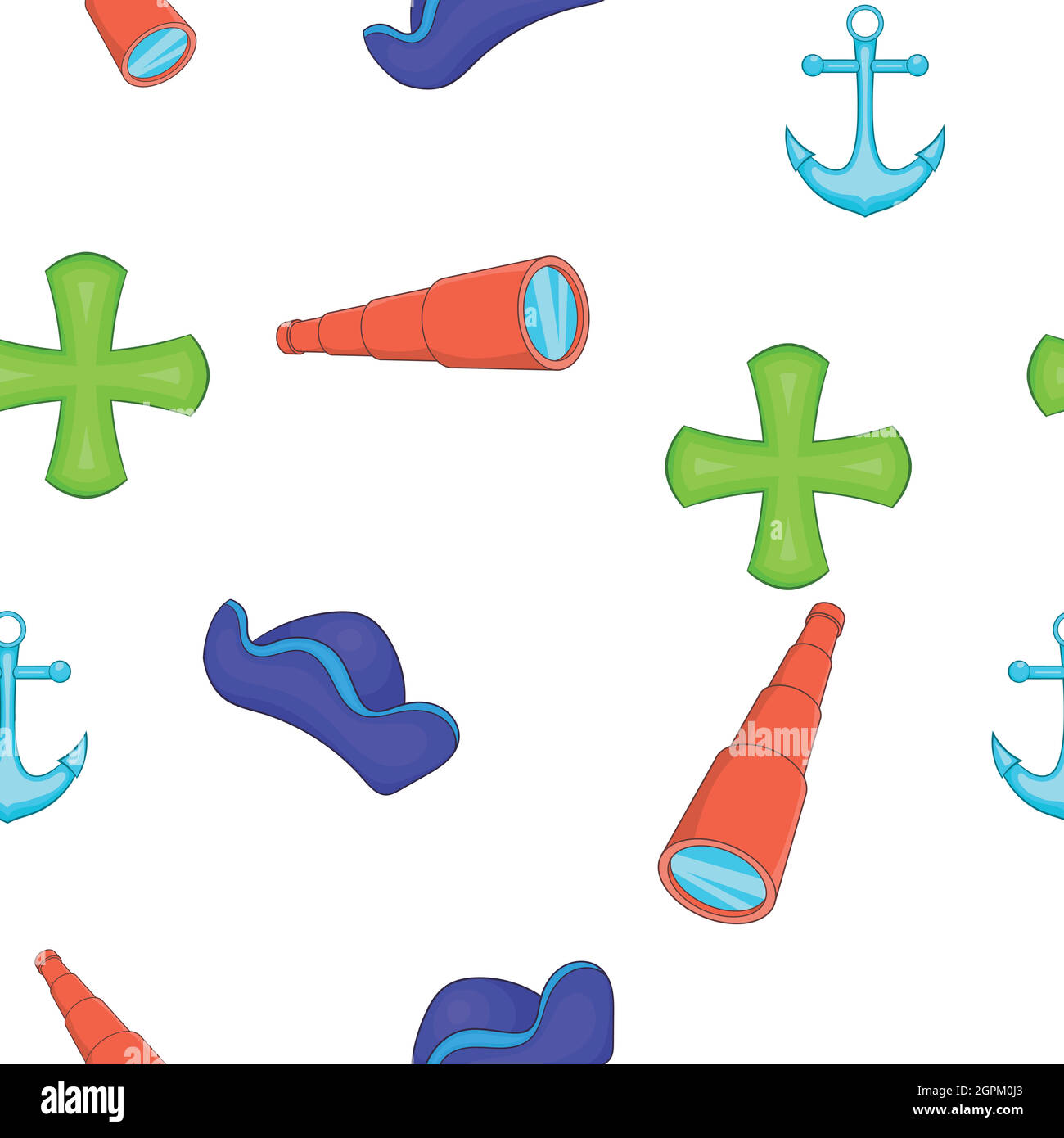 Sailing equipment pattern, cartoon style Stock Vector