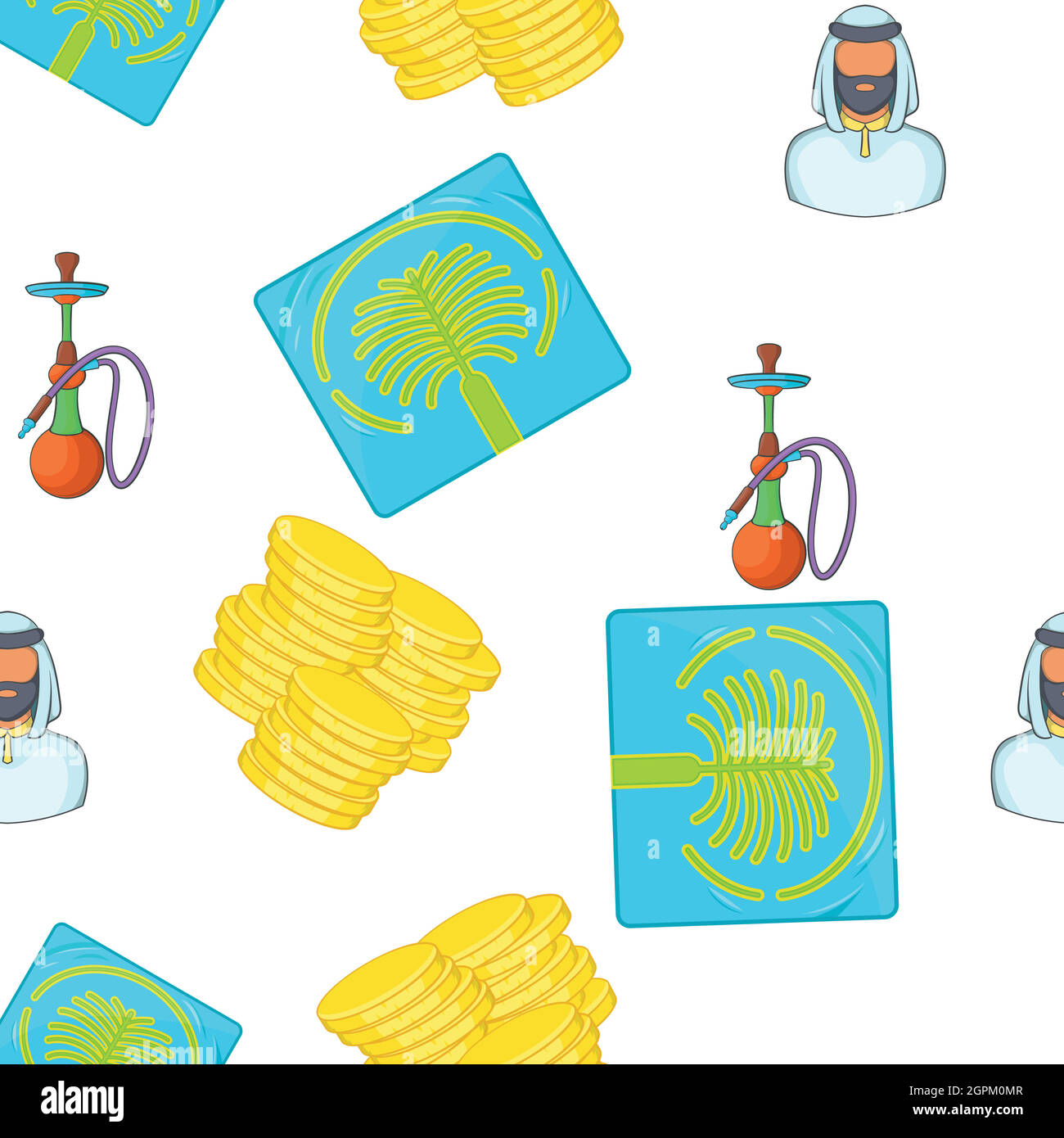 Tourism in UAE pattern, cartoon style Stock Vector