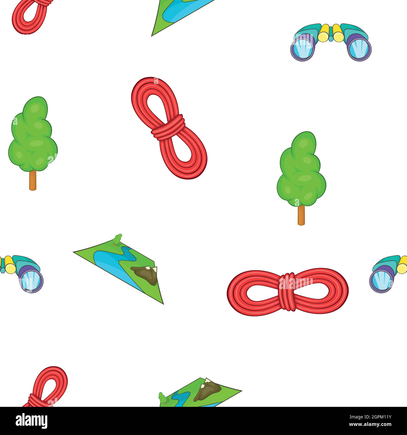 Camp pattern, cartoon style Stock Vector