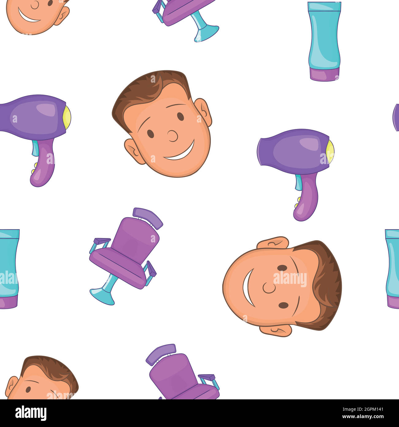 Barbershop pattern, cartoon style Stock Vector