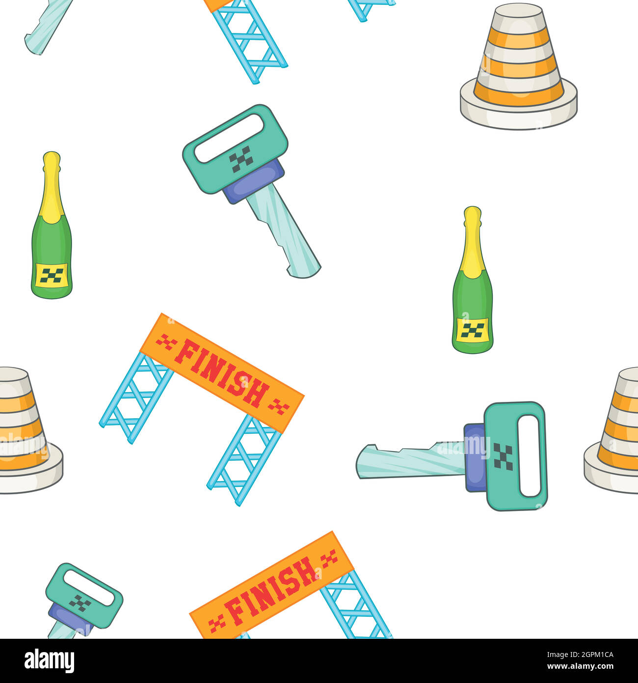Racing auto competition pattern, cartoon style Stock Vector