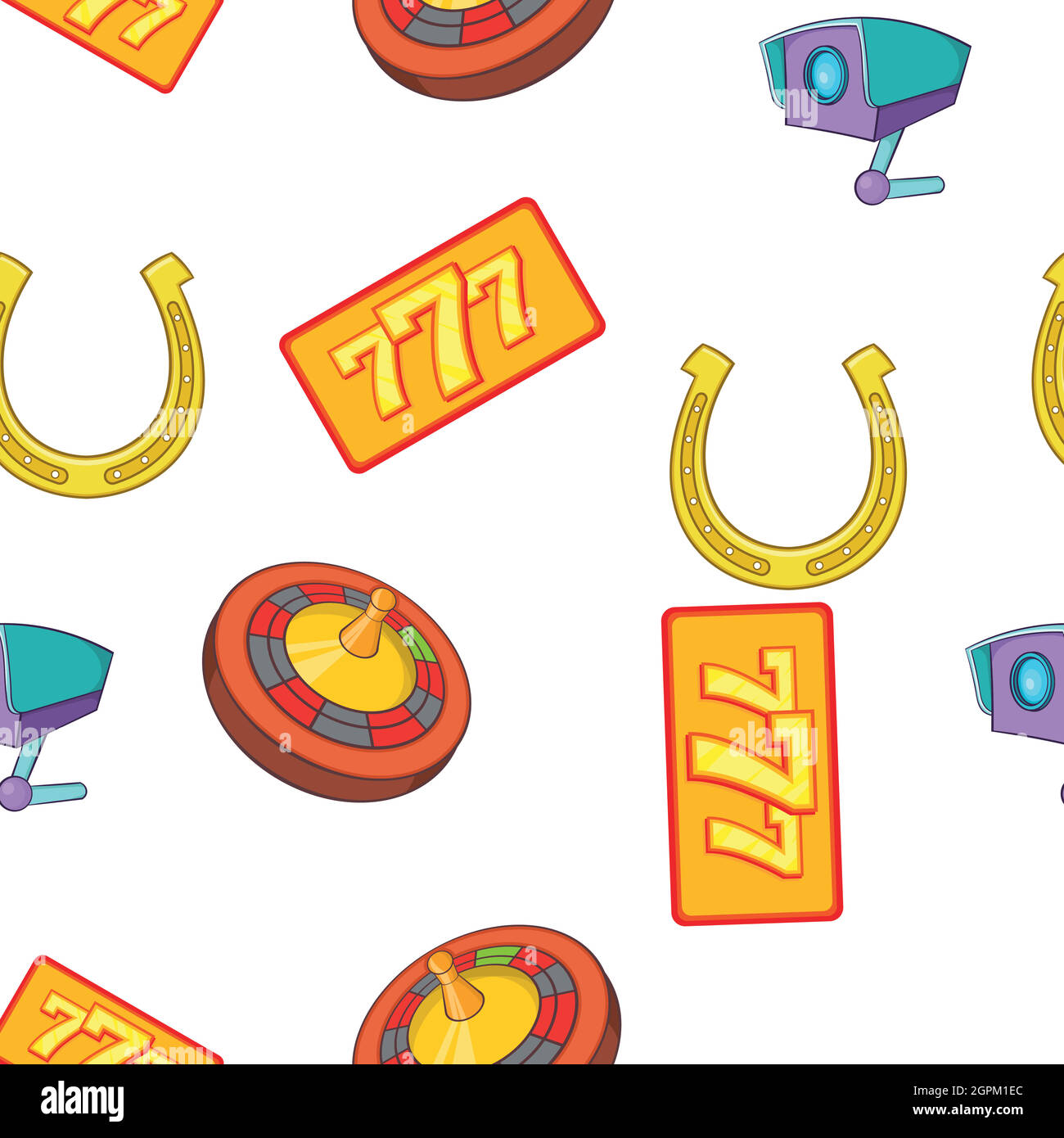 Gambling elements pattern, cartoon style Stock Vector