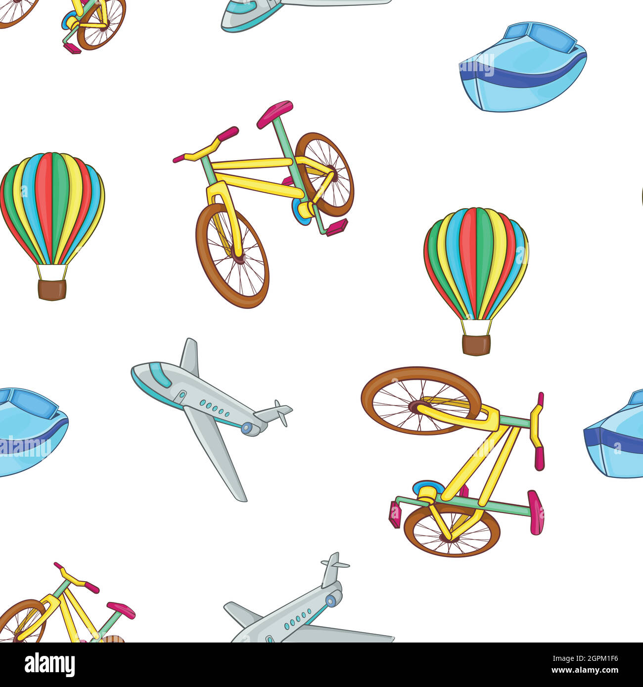 Different kind of transportation pattern Stock Vector