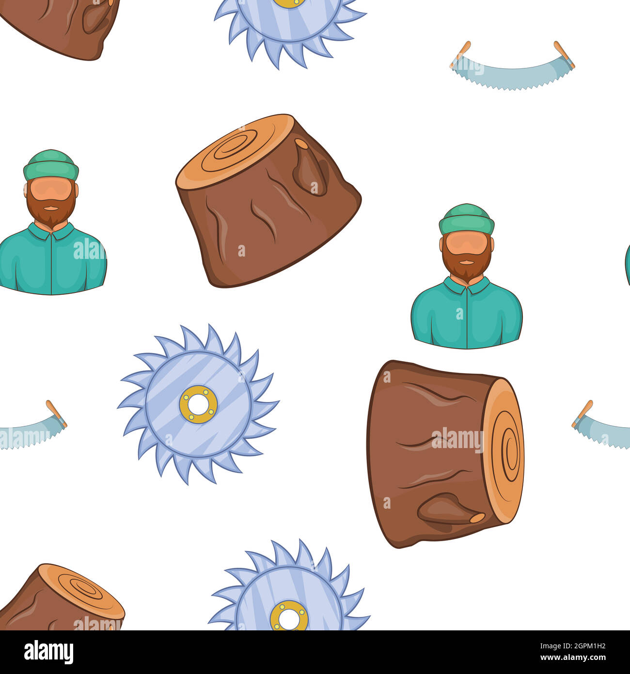Lumberjack equipment pattern, cartoon style Stock Vector