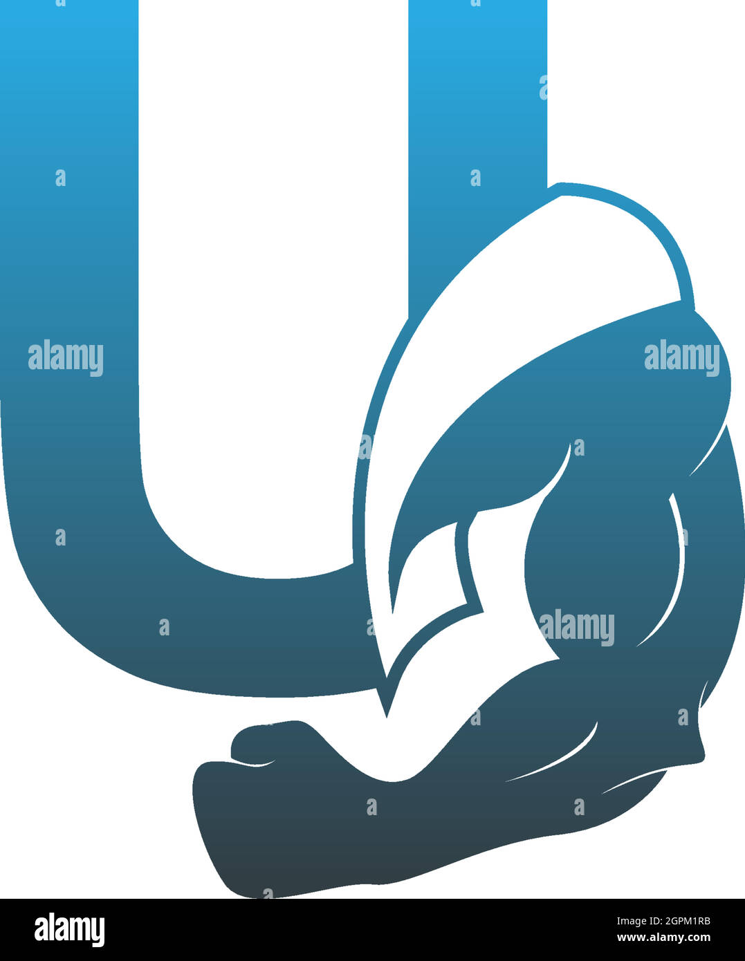 Letter U logo icon with muscle arm design vector Stock Vector Image ...