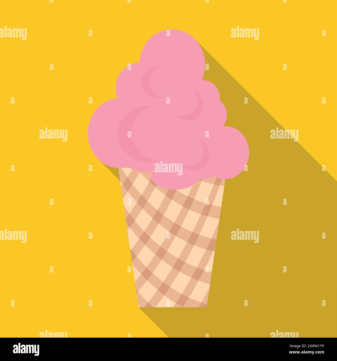 Pink ice cream in waffle cup icon, flat style Stock Vector Image & Art ...