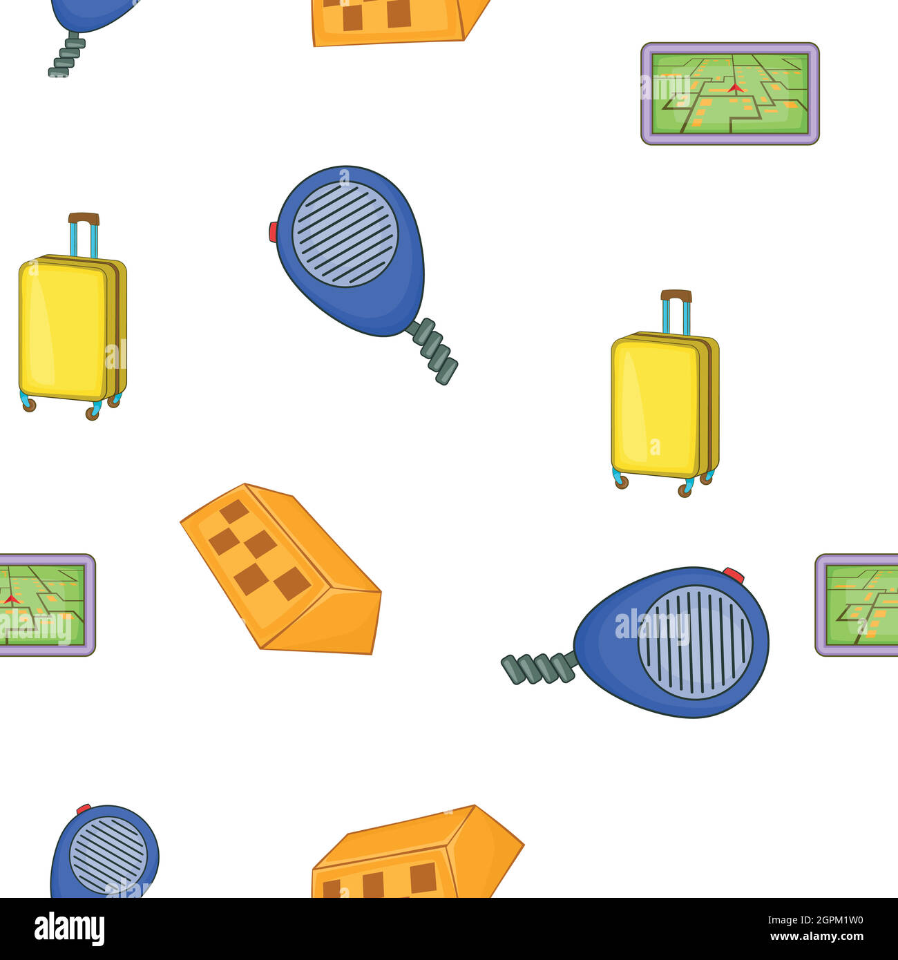 Taxi elements pattern, cartoon style Stock Vector