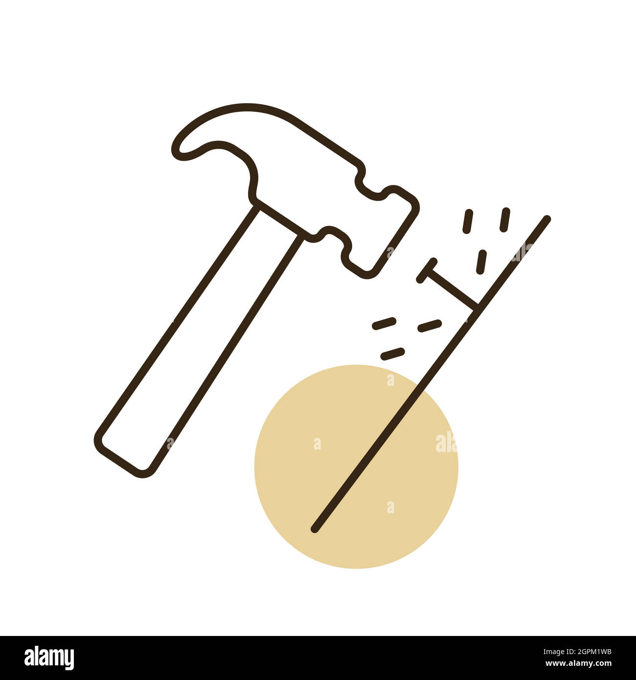 Hammer and nails vector isolated flat icon Stock Vector