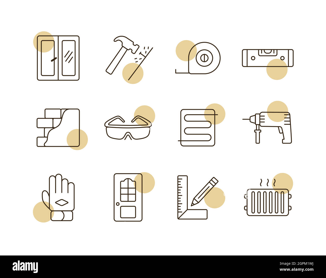 Set of building construction and home repair icons Stock Vector