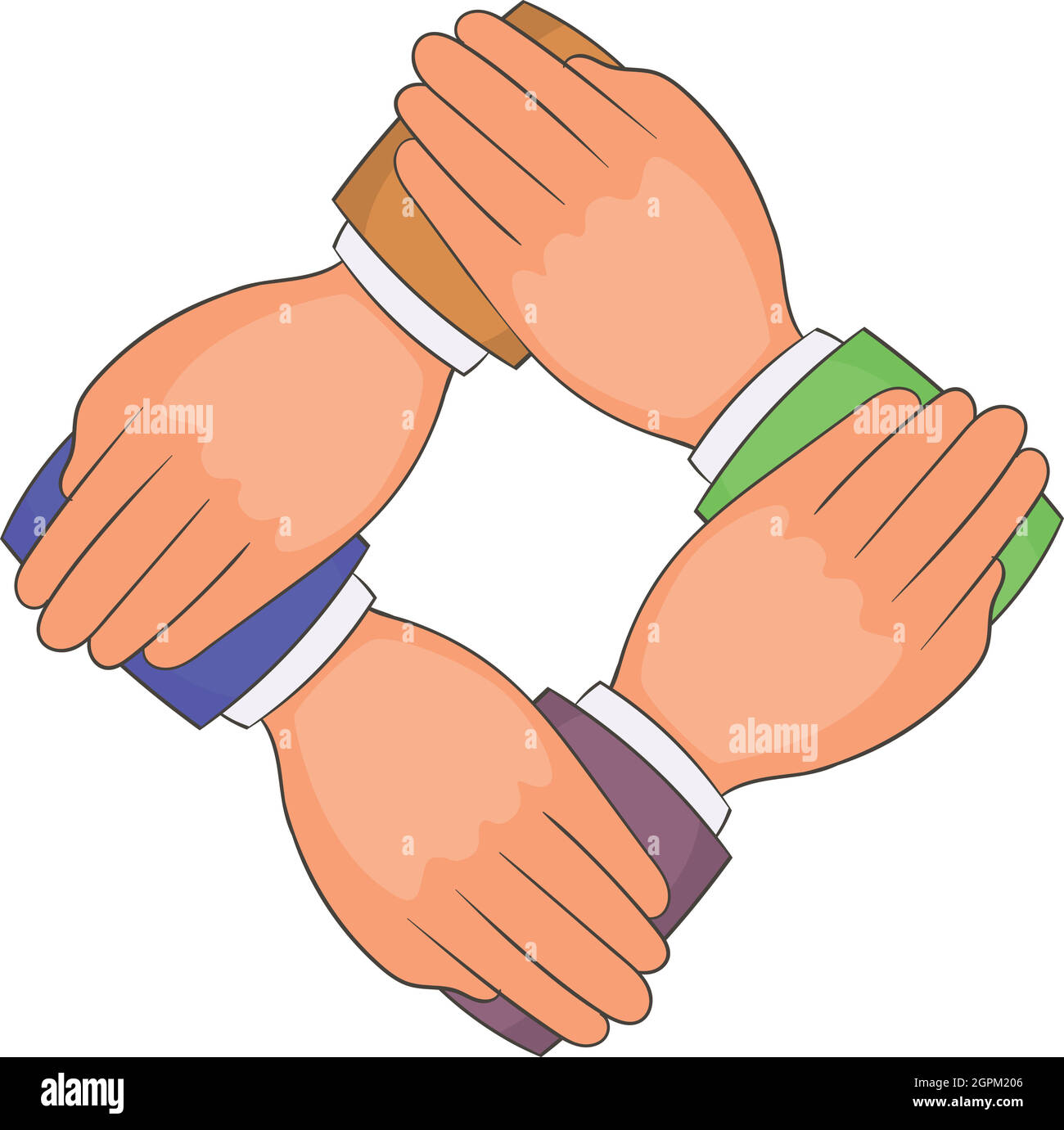 Four hands icon cartoon illustration hi-res stock photography and