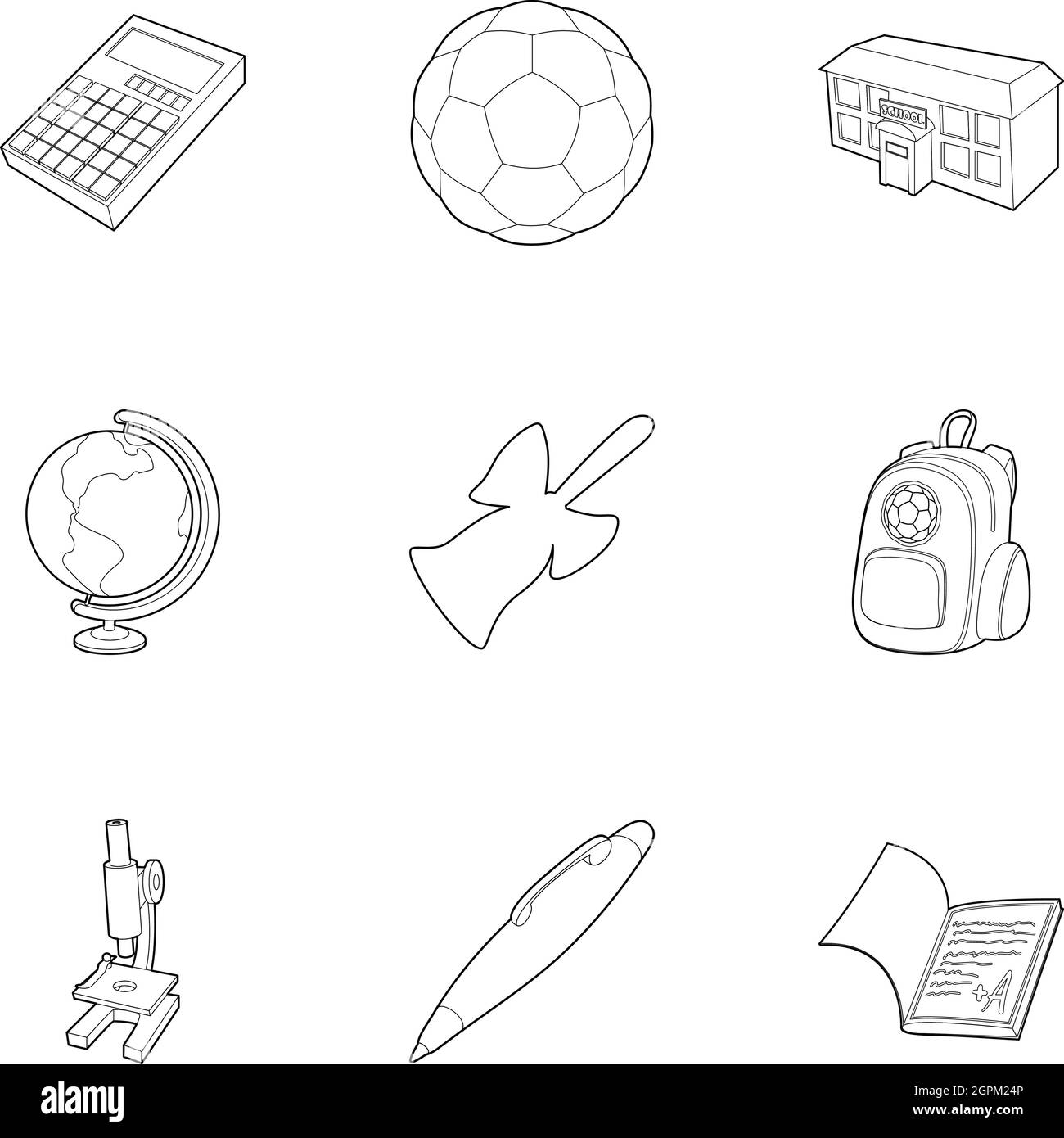 Children education icons set, outline style Stock Vector