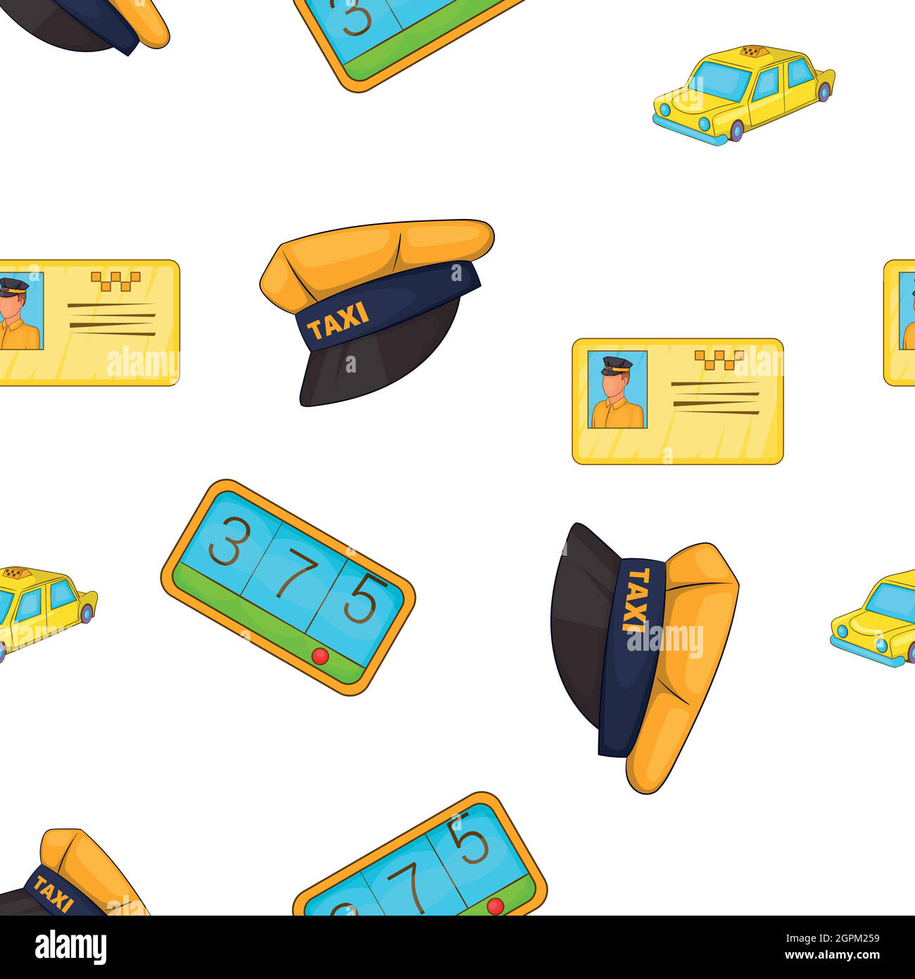 Taxi pattern, cartoon style Stock Vector