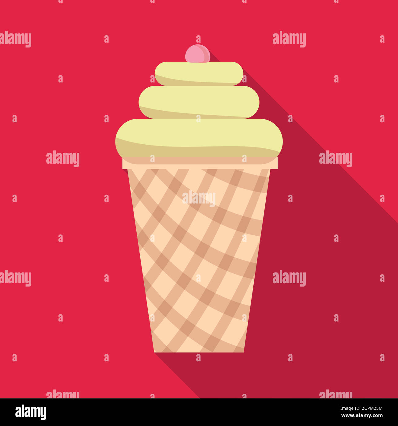 Vanilla ice cream in waffle cup icon, flat style Stock Vector Image ...