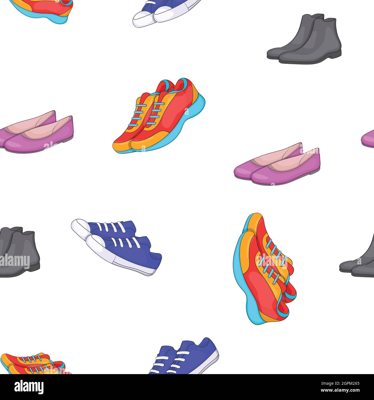 Shoes for man and woman pattern, cartoon style Stock Vector