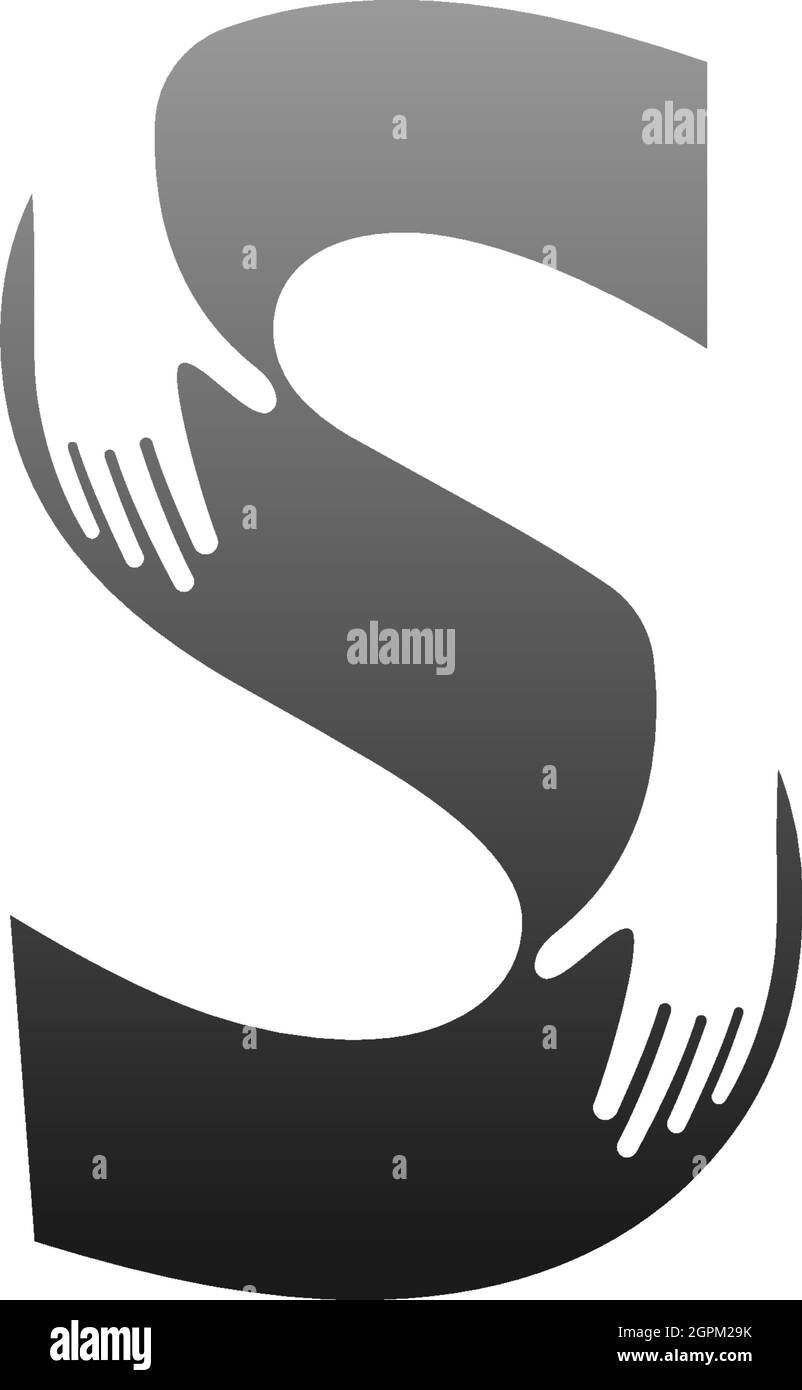 Letter S logo icon with hand design symbol template Stock Vector