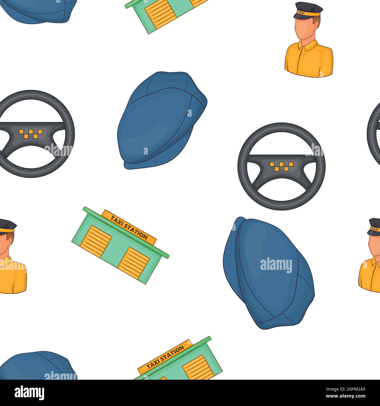 Taxi service pattern, cartoon style Stock Vector