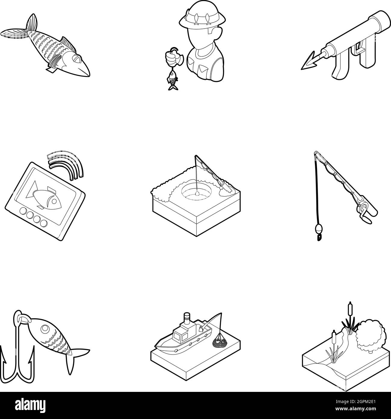 Fish icons set, outline style Stock Vector Image & Art - Alamy