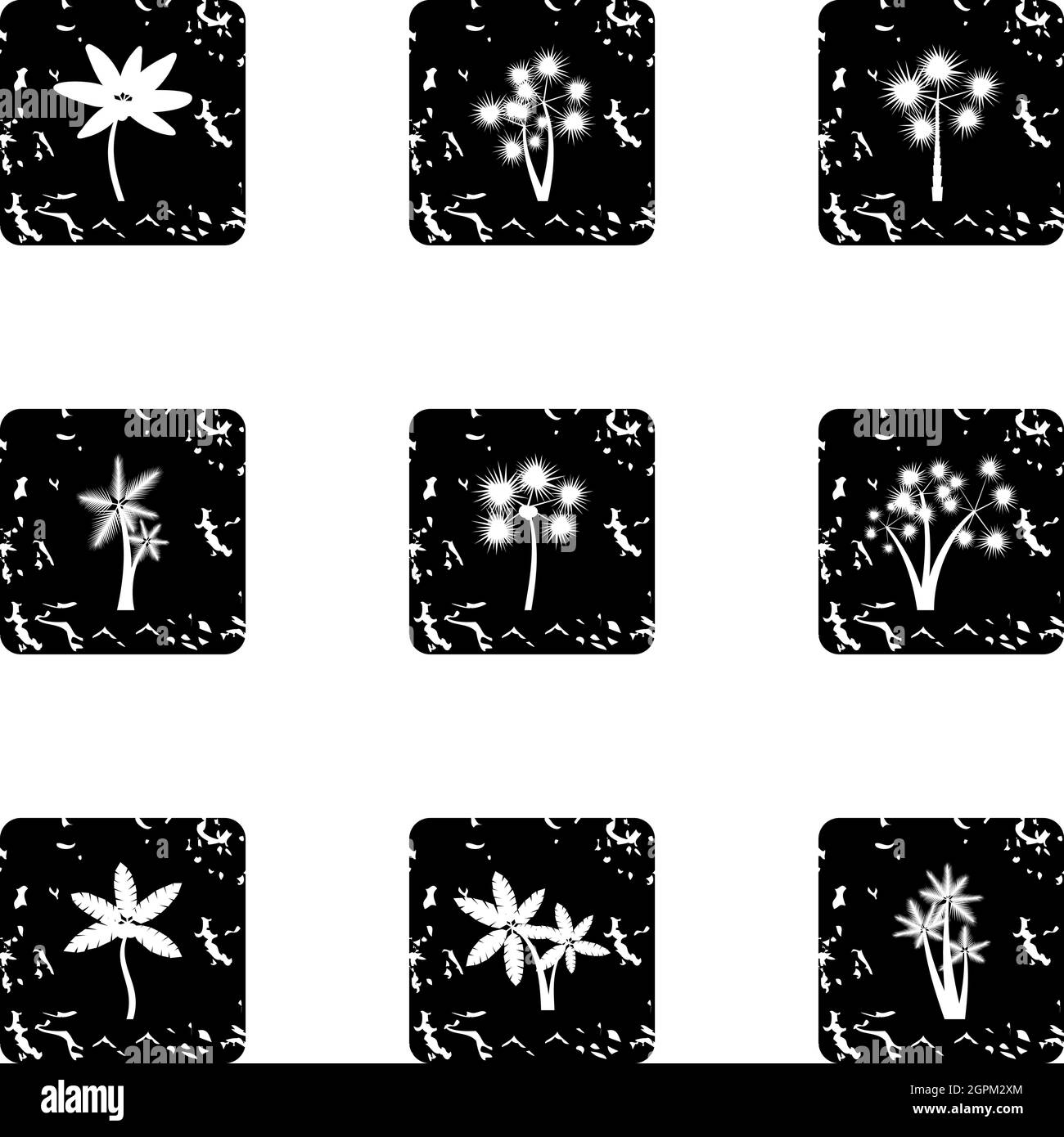 Palma icons set, grunge style Stock Vector