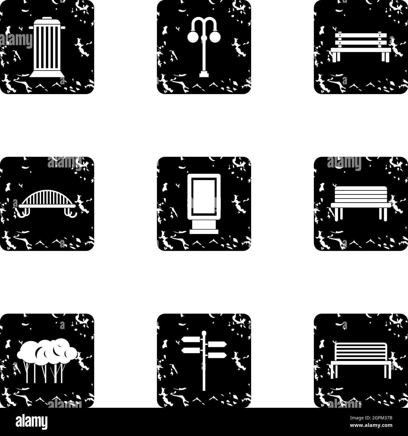 Square icons set, grunge style Stock Vector
